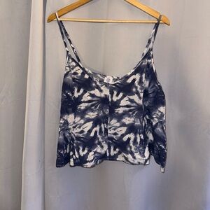 Blue and white tie dye crop top